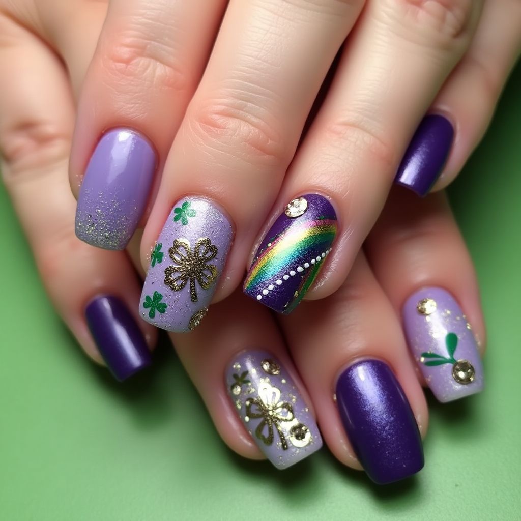 Purple St Patrick's Day Nail Design