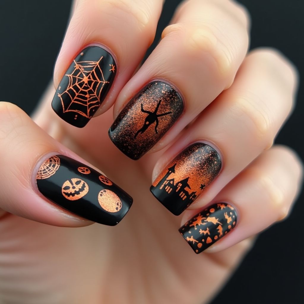 Copper Halloween Nail Design