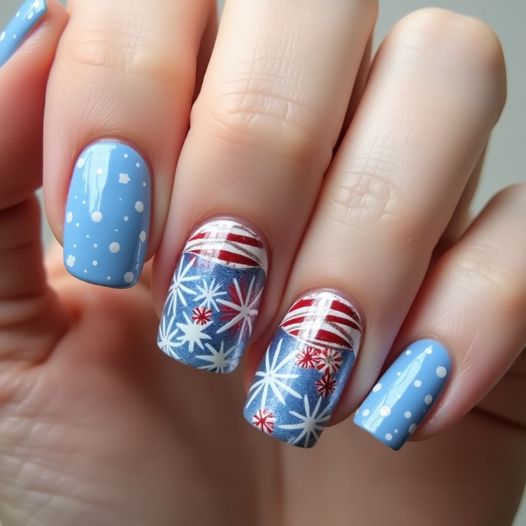 Baby Blue 4th Of July Nail Design