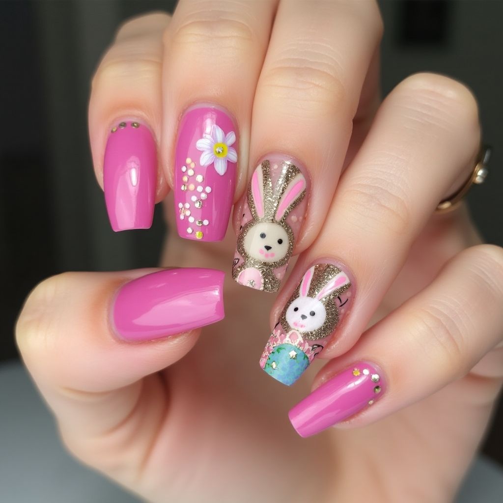Fuchsia Easter Nail Design