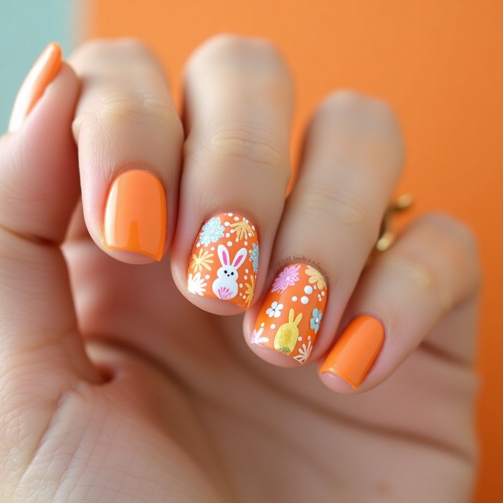Orange Easter Nail Design