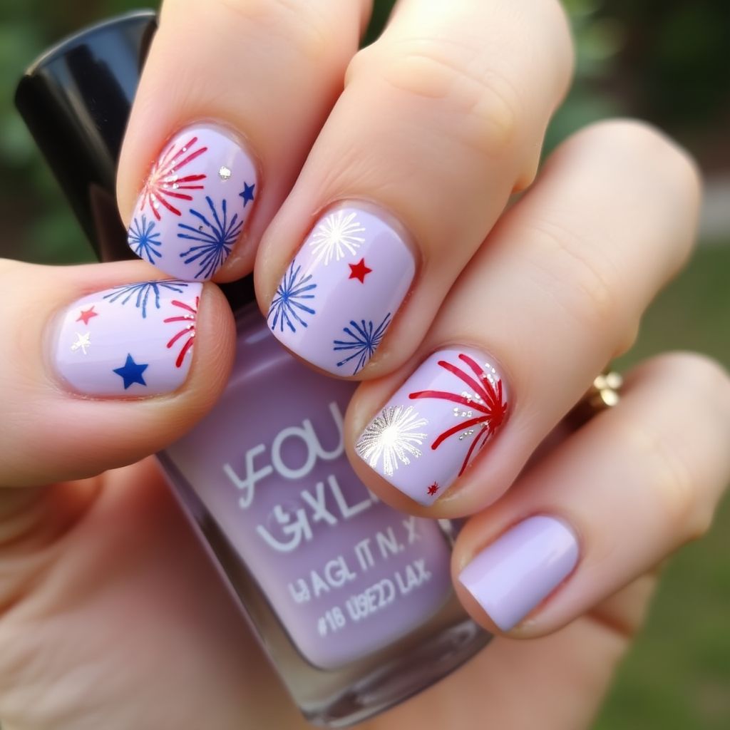 Pastel Purple 4th Of July Nail Design
