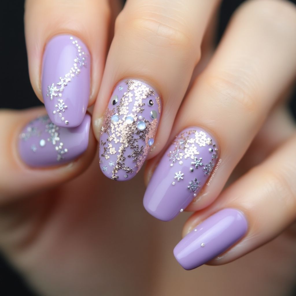 Pastel Purple New Year Nail Design