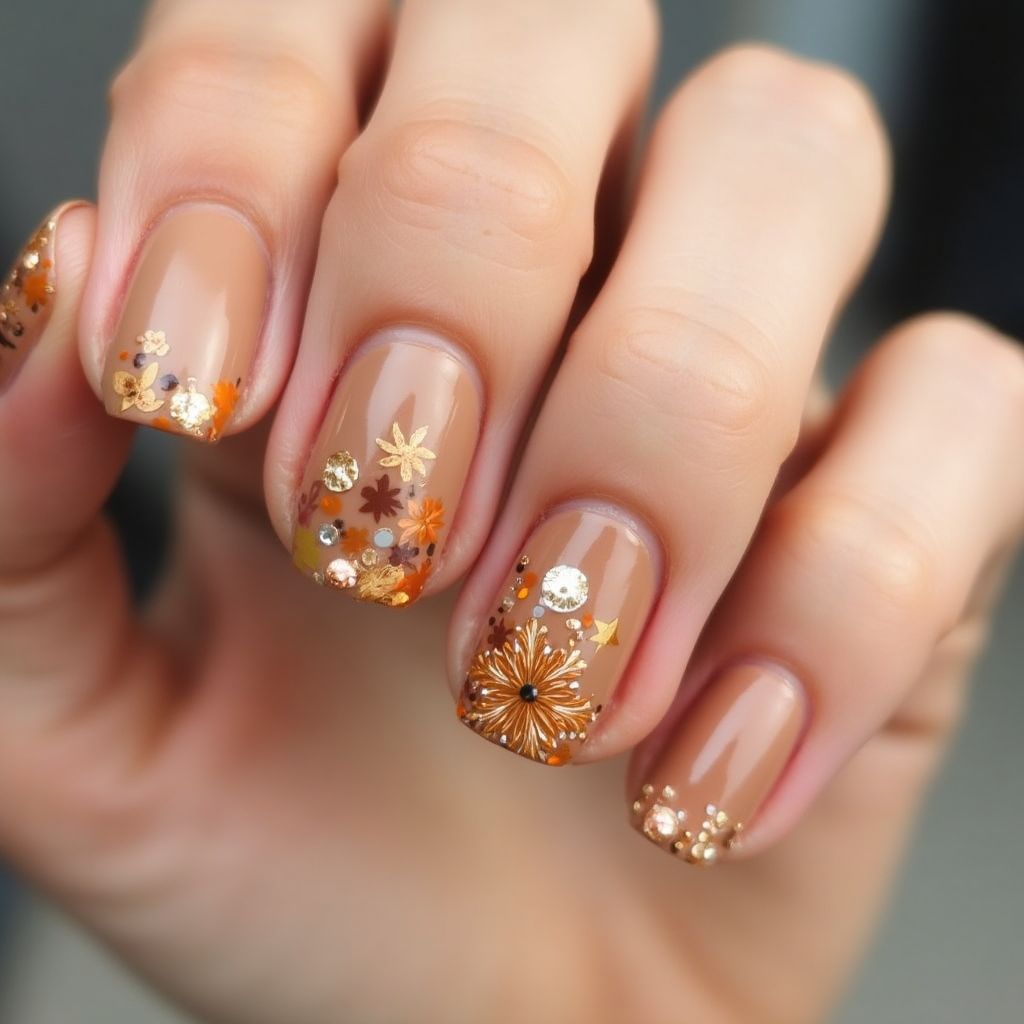 Tan Thanksgiving Nail Design