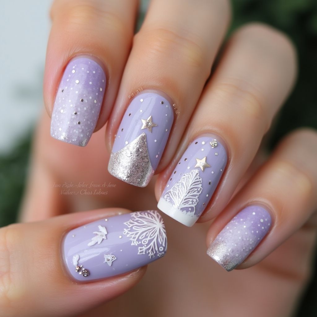 Lilac Christmas Nail Design