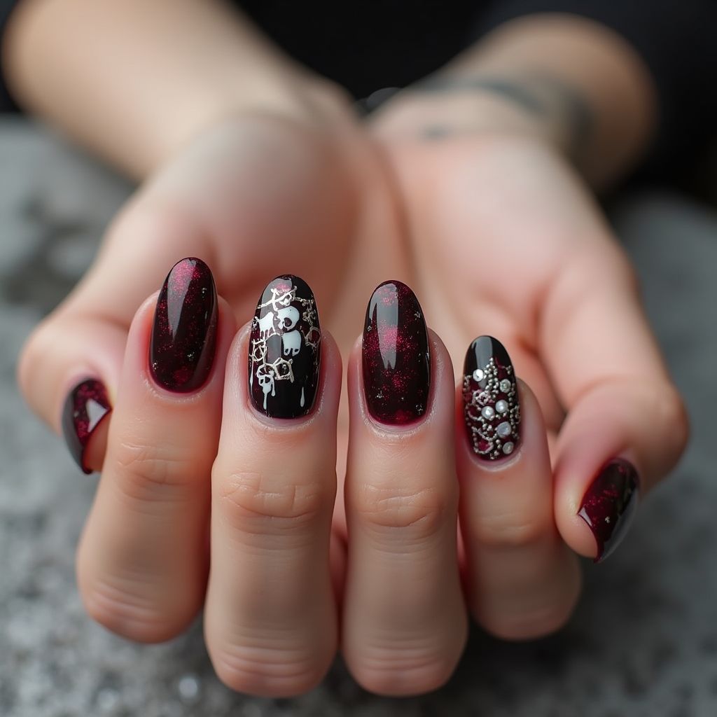 Wine Halloween Nail Design