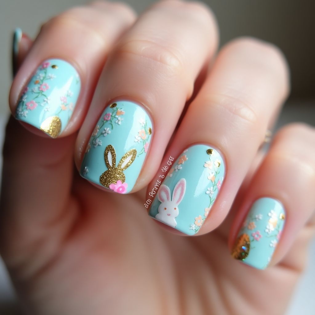 Sky Blue Easter Nail Design