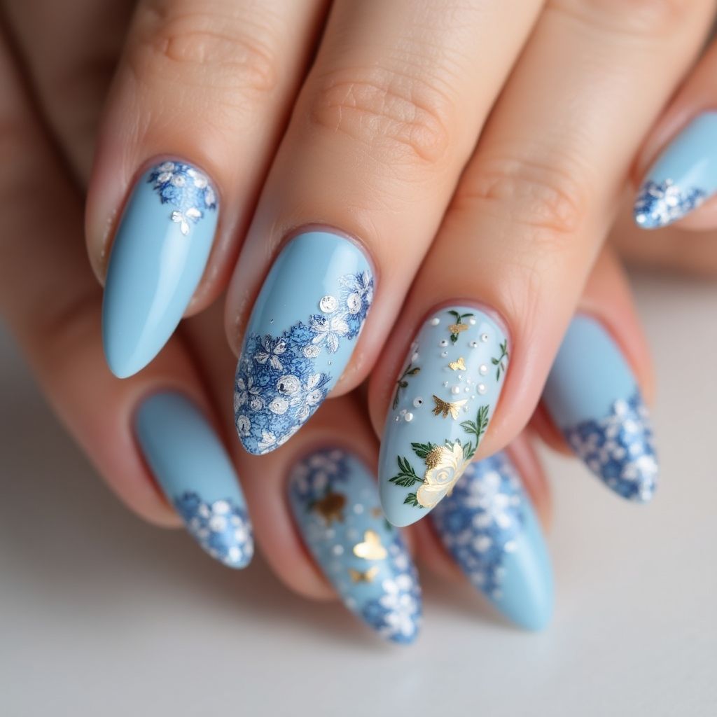 Blue Mother's Day Nail Design