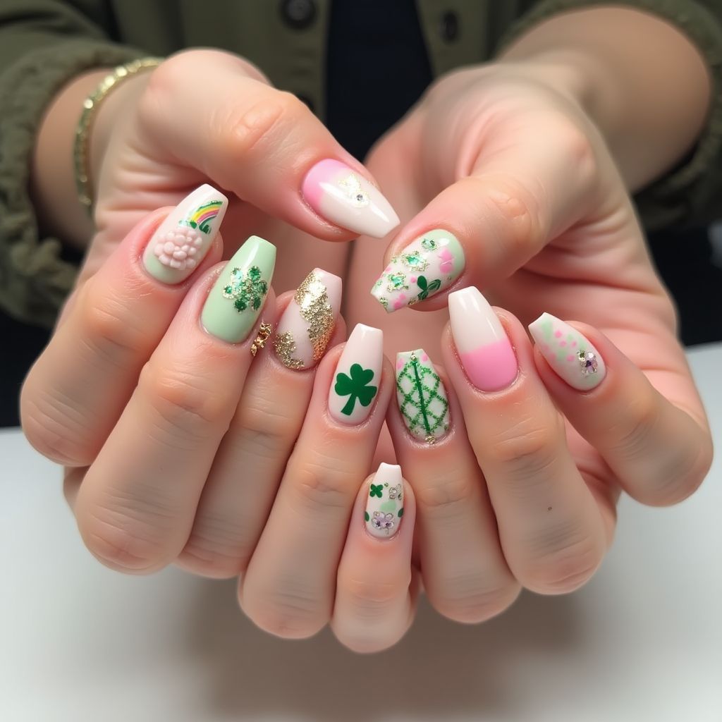 Pink St Patrick's Day Nail Design