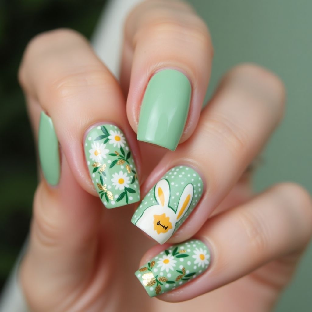 Emerald Green Easter Nail Design