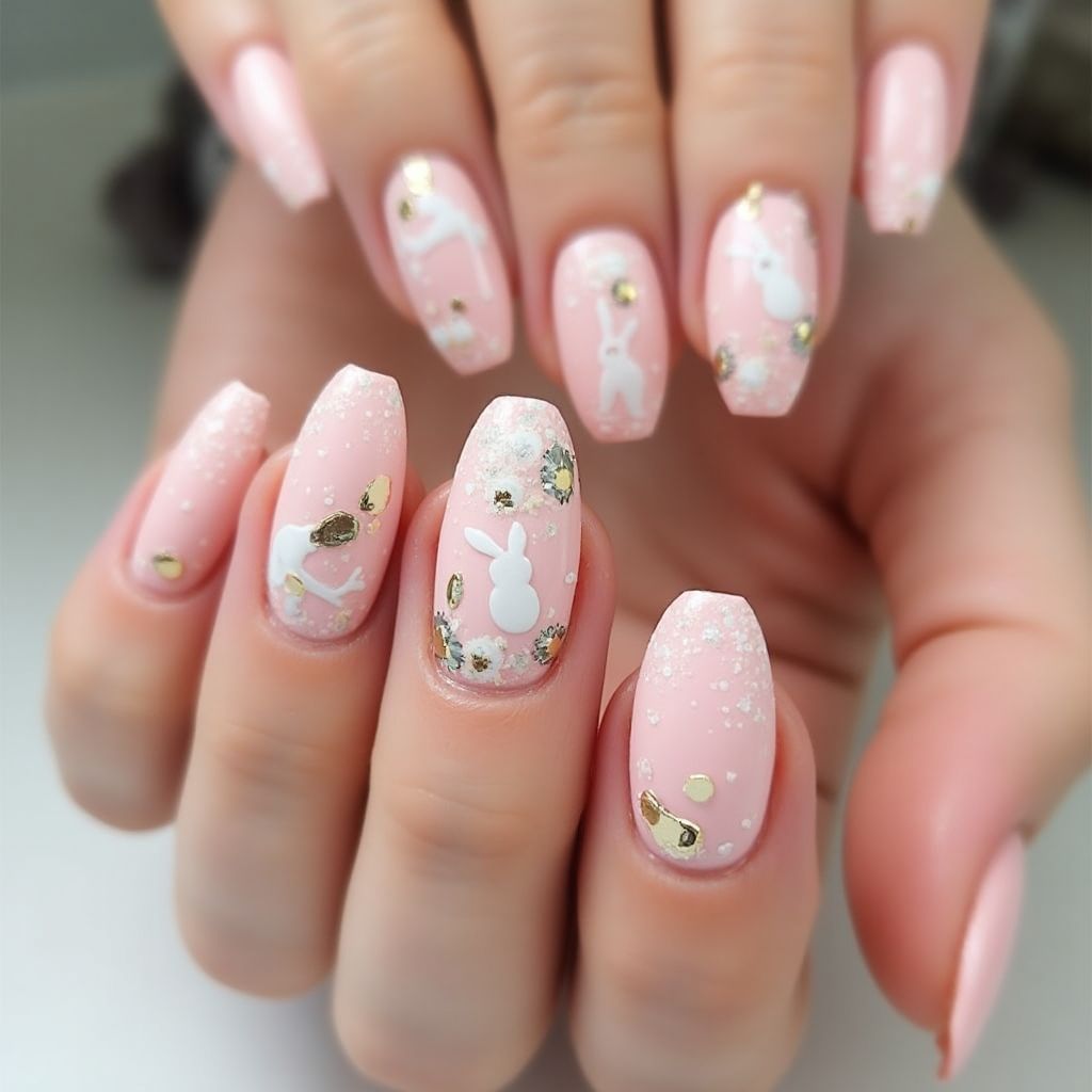 Baby Pink Easter Nail Design
