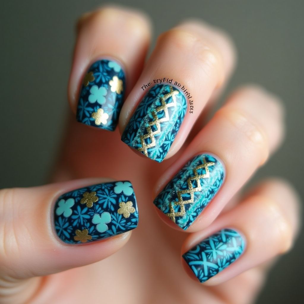 Blue St Patrick's Day Nail Design