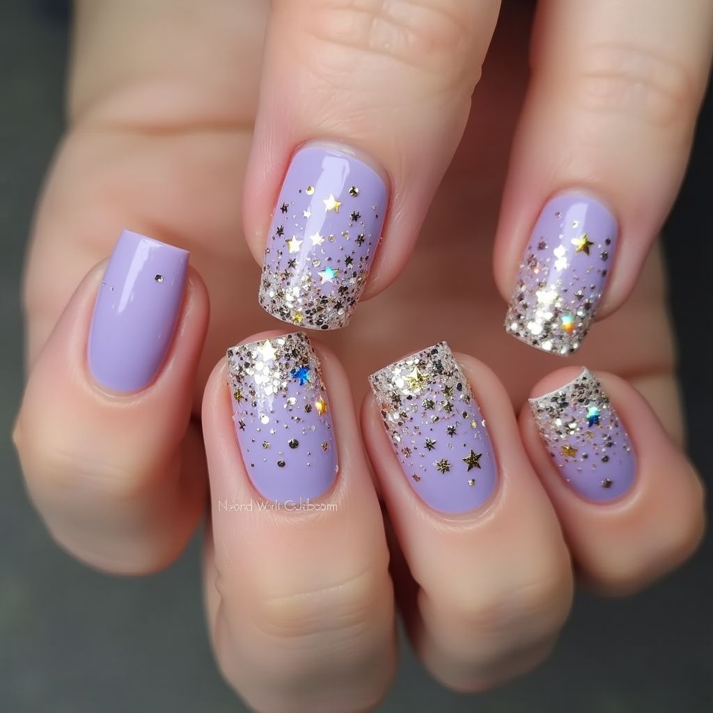 Lilac New Year Nail Design