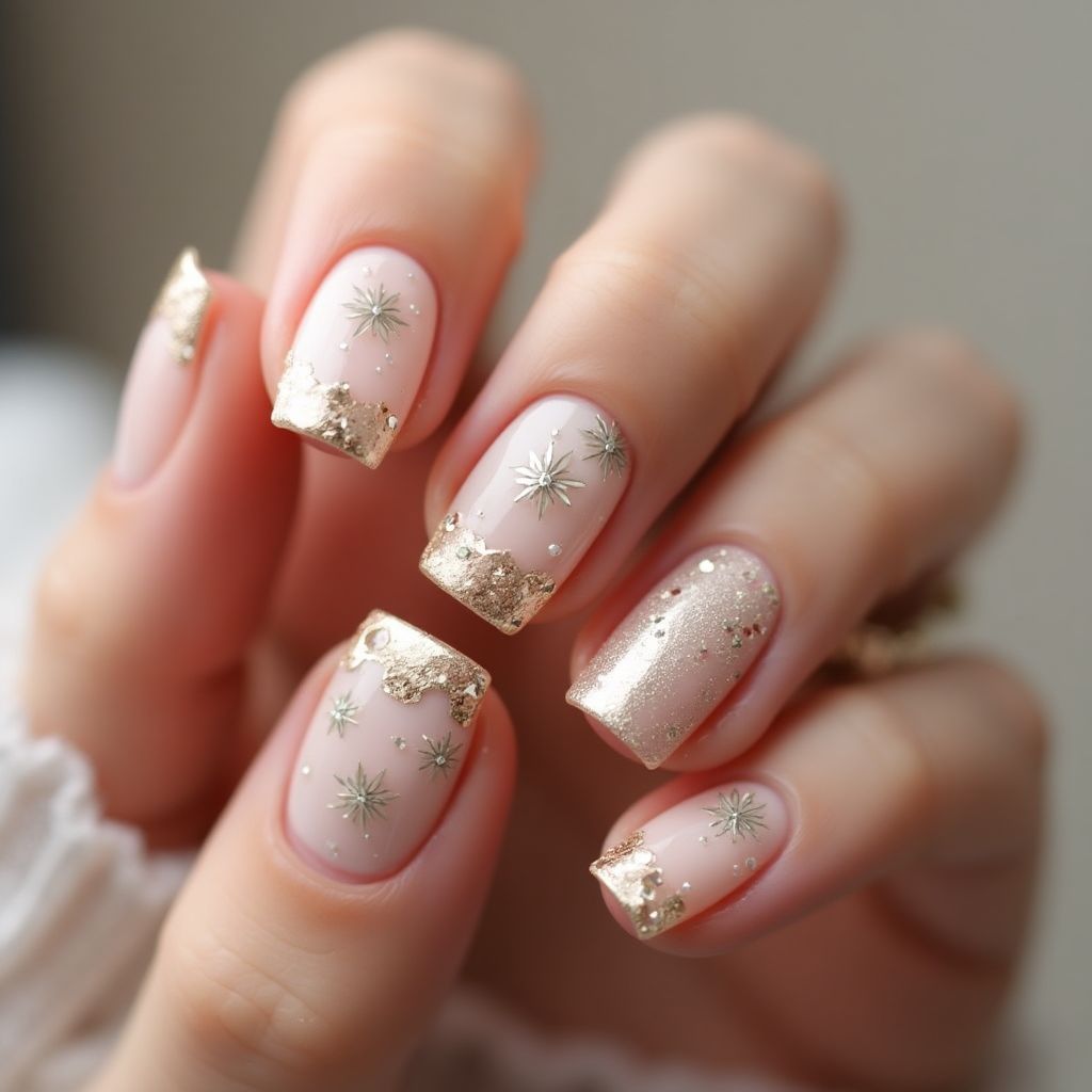 Nude New Year Nail Design