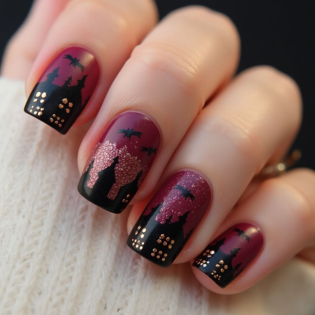 Wine Halloween Nail Design