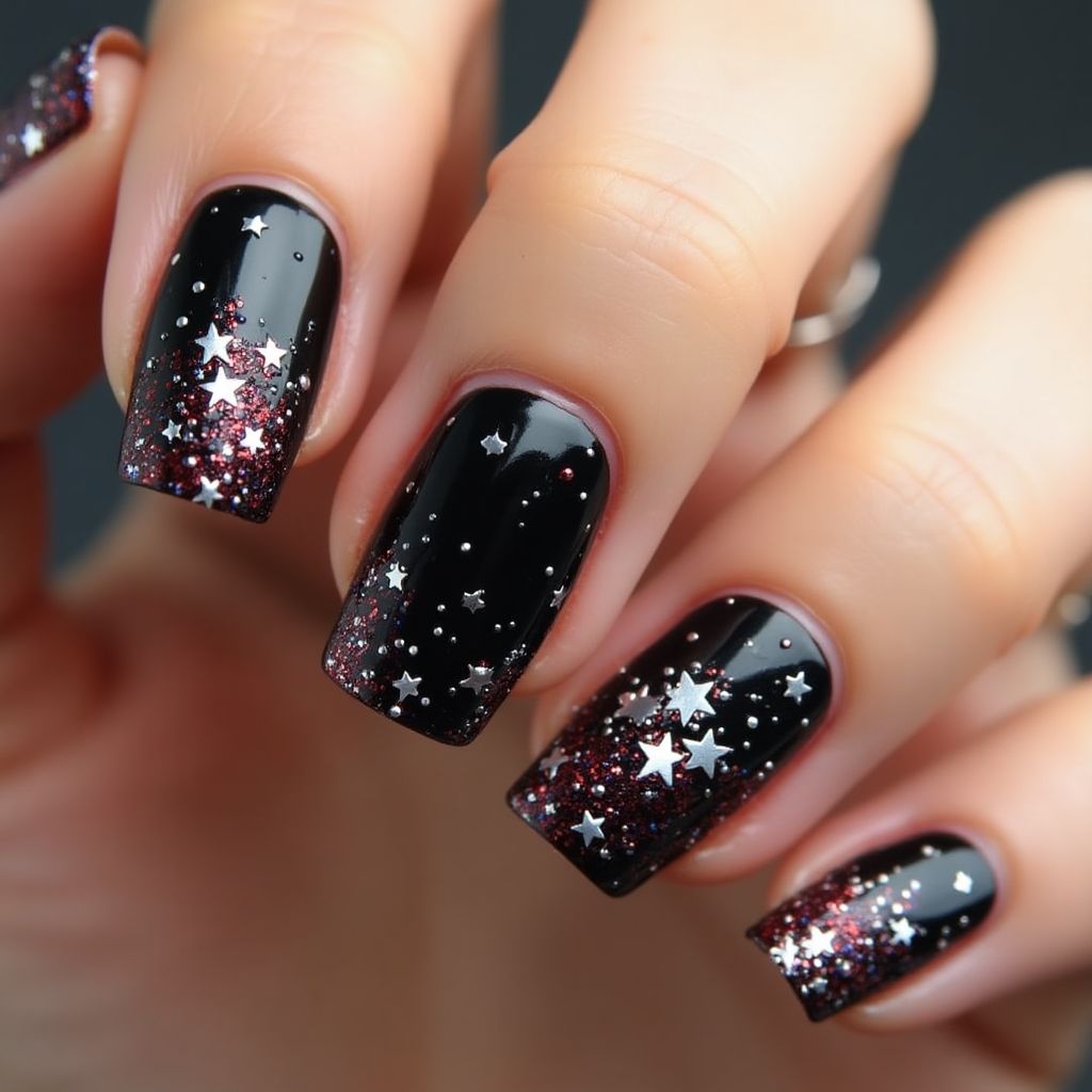 Black 4th Of July Nail Design