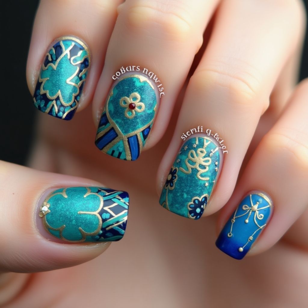 Blue St Patrick's Day Nail Design