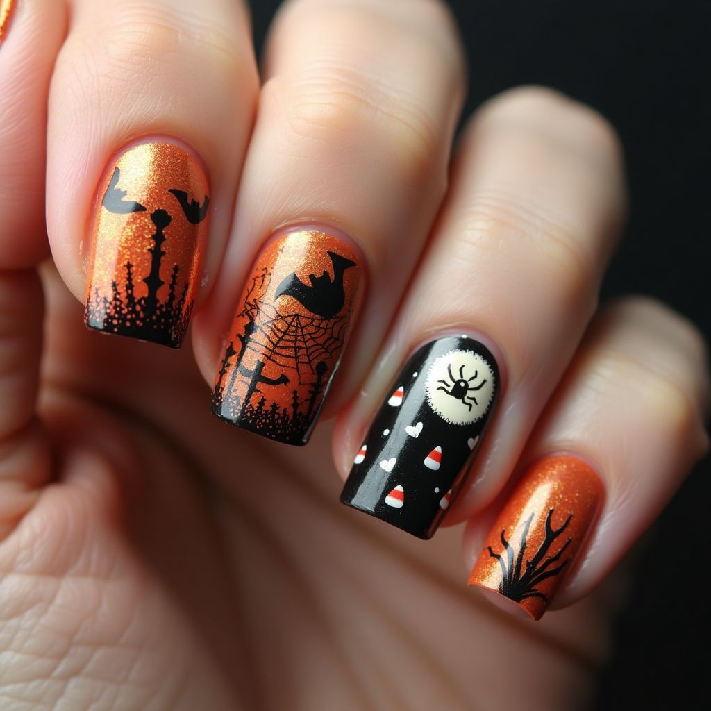 Copper Halloween Nail Design