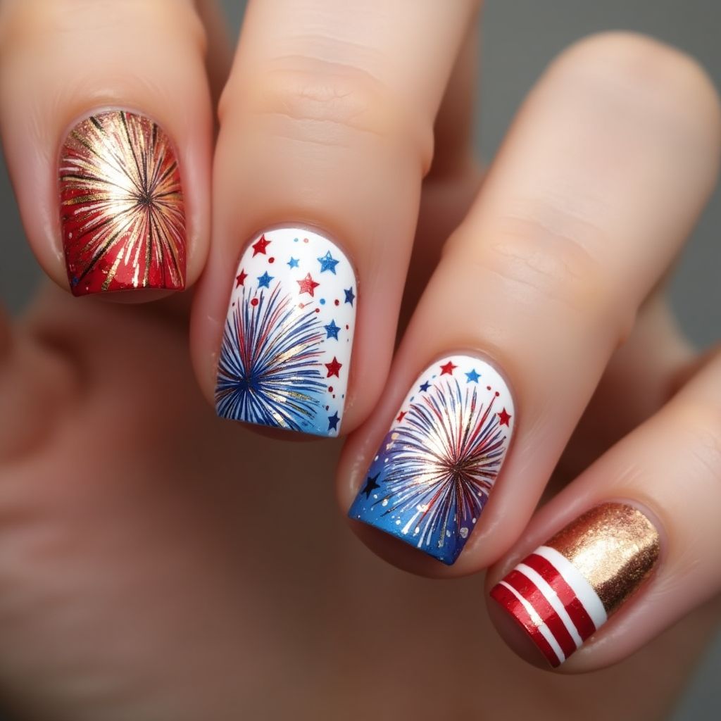 Copper 4th Of July Nail Design