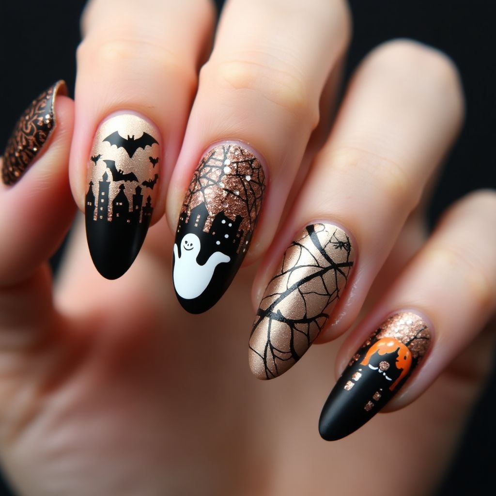 Bronze Halloween Nail Design