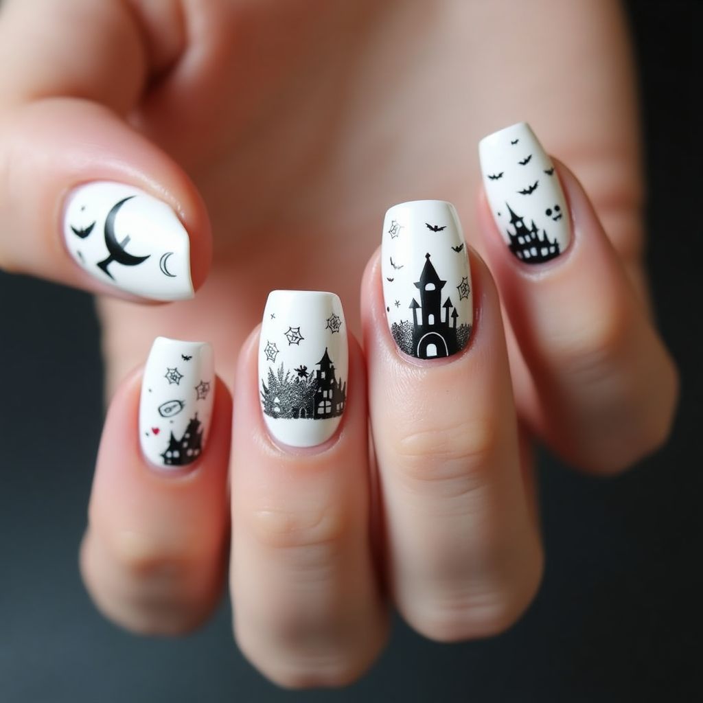 White Halloween Nail Design
