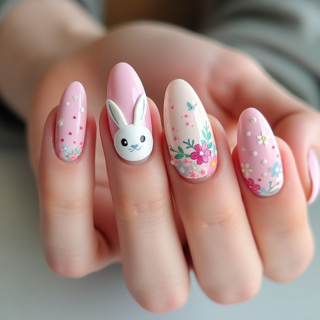Hot Pink Easter Nail Design