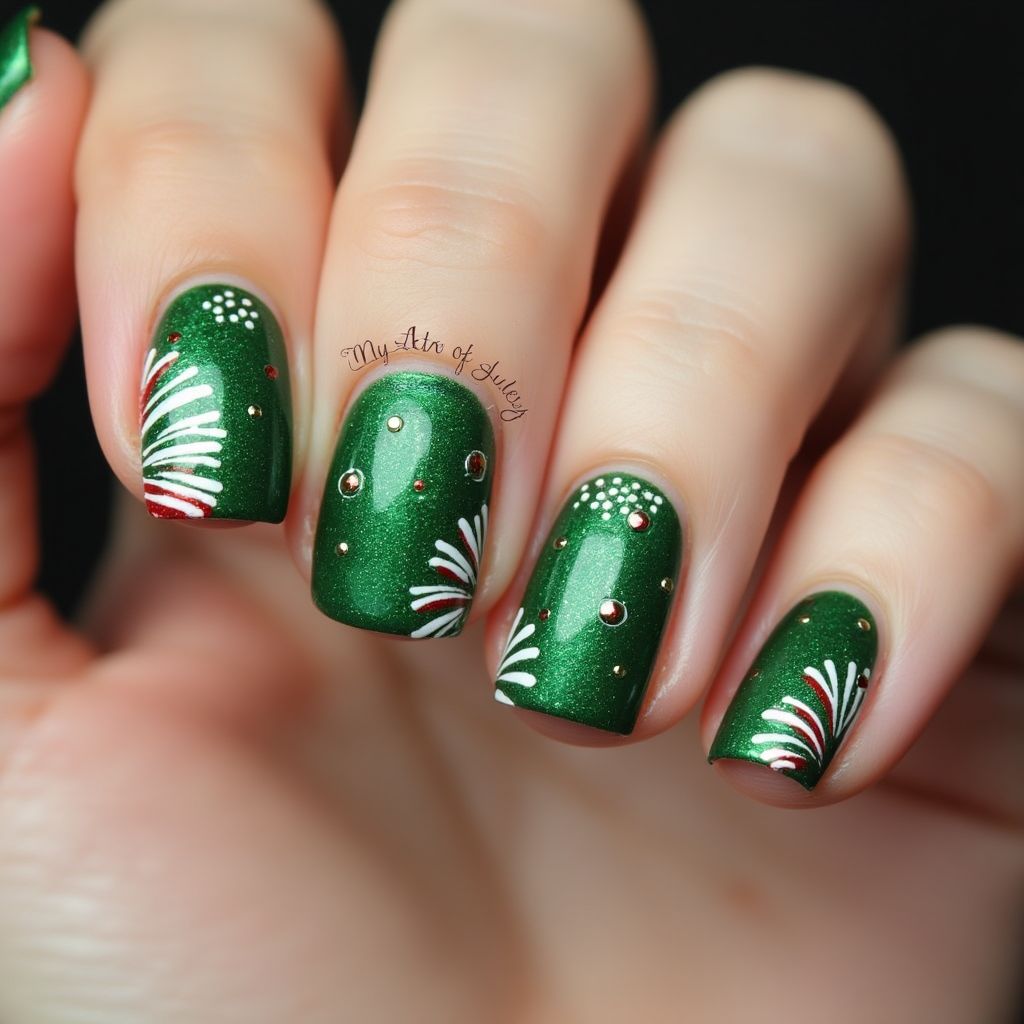 Green 4th Of July Nail Design
