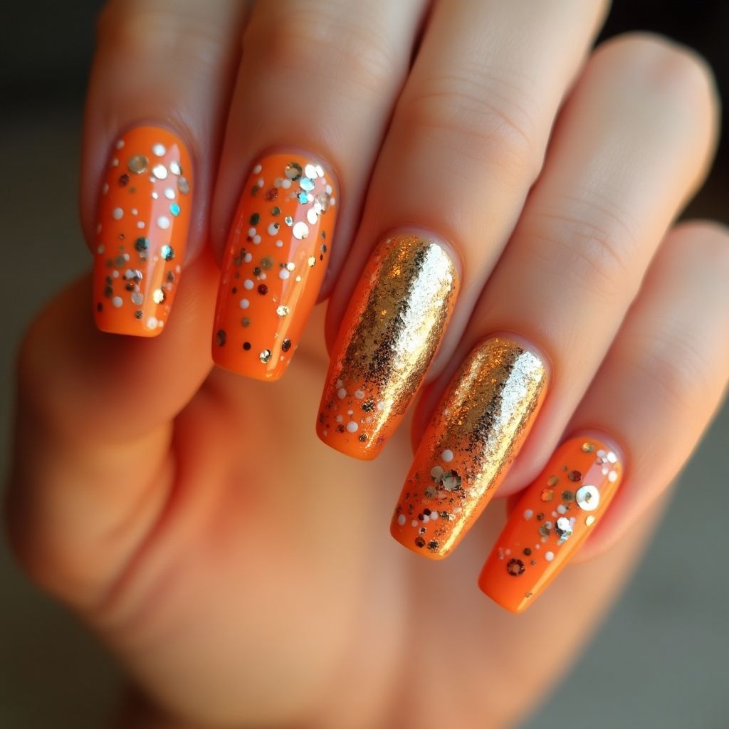 Orange New Year Nail Design