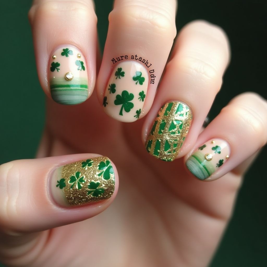 Nude St Patrick's Day Nail Design