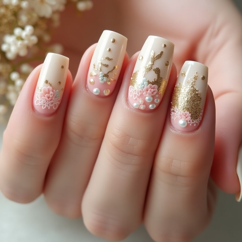 Gold Mother's Day Nail Design