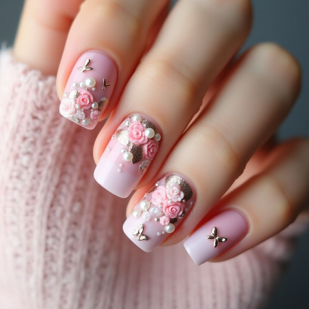Pink Mother's Day Nail Design