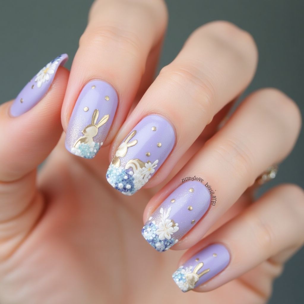 Lavender Easter Nail Design