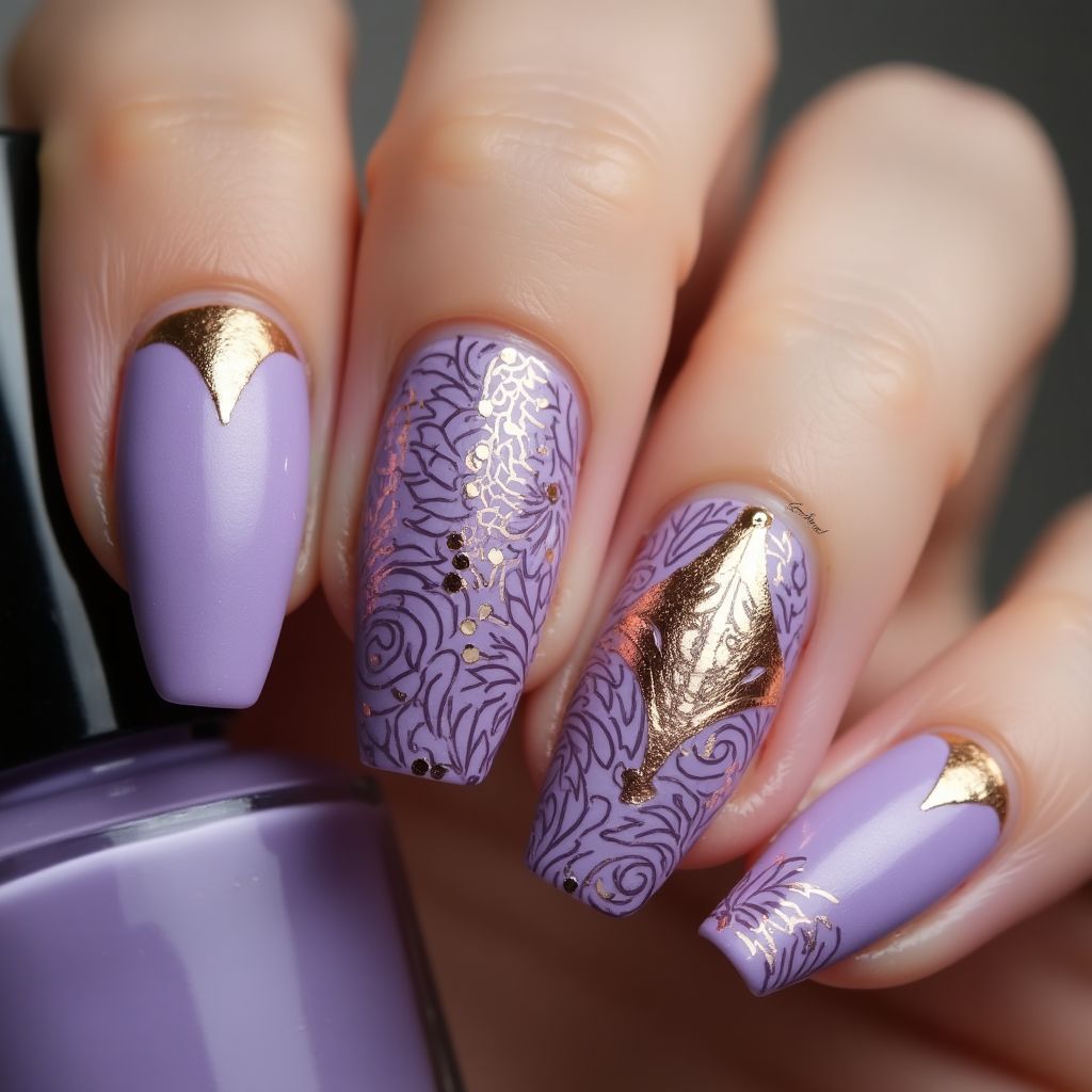 Lilac Diwali Nail Design