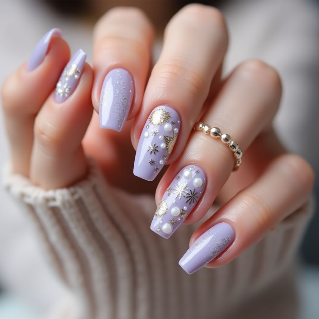 Lavender Christmas Nail Design