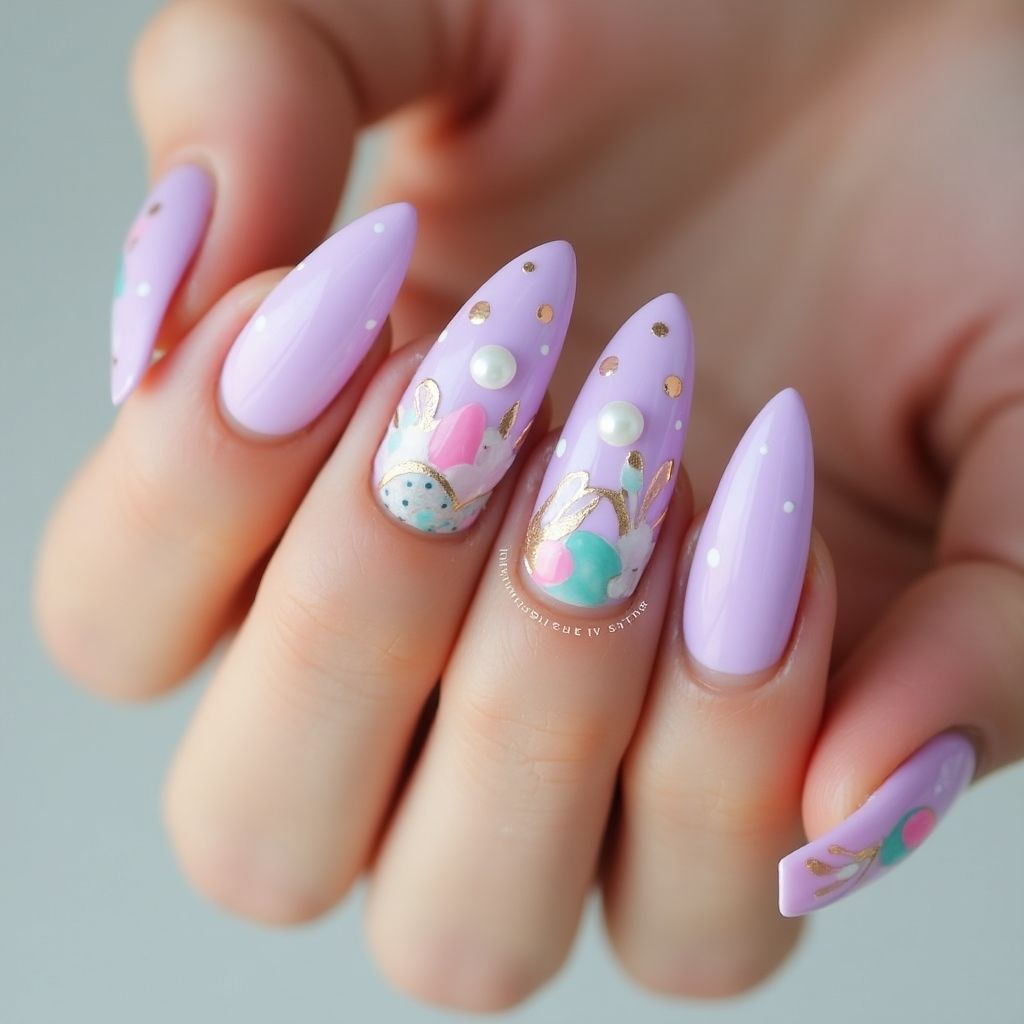Pastel Purple Easter Nail Design