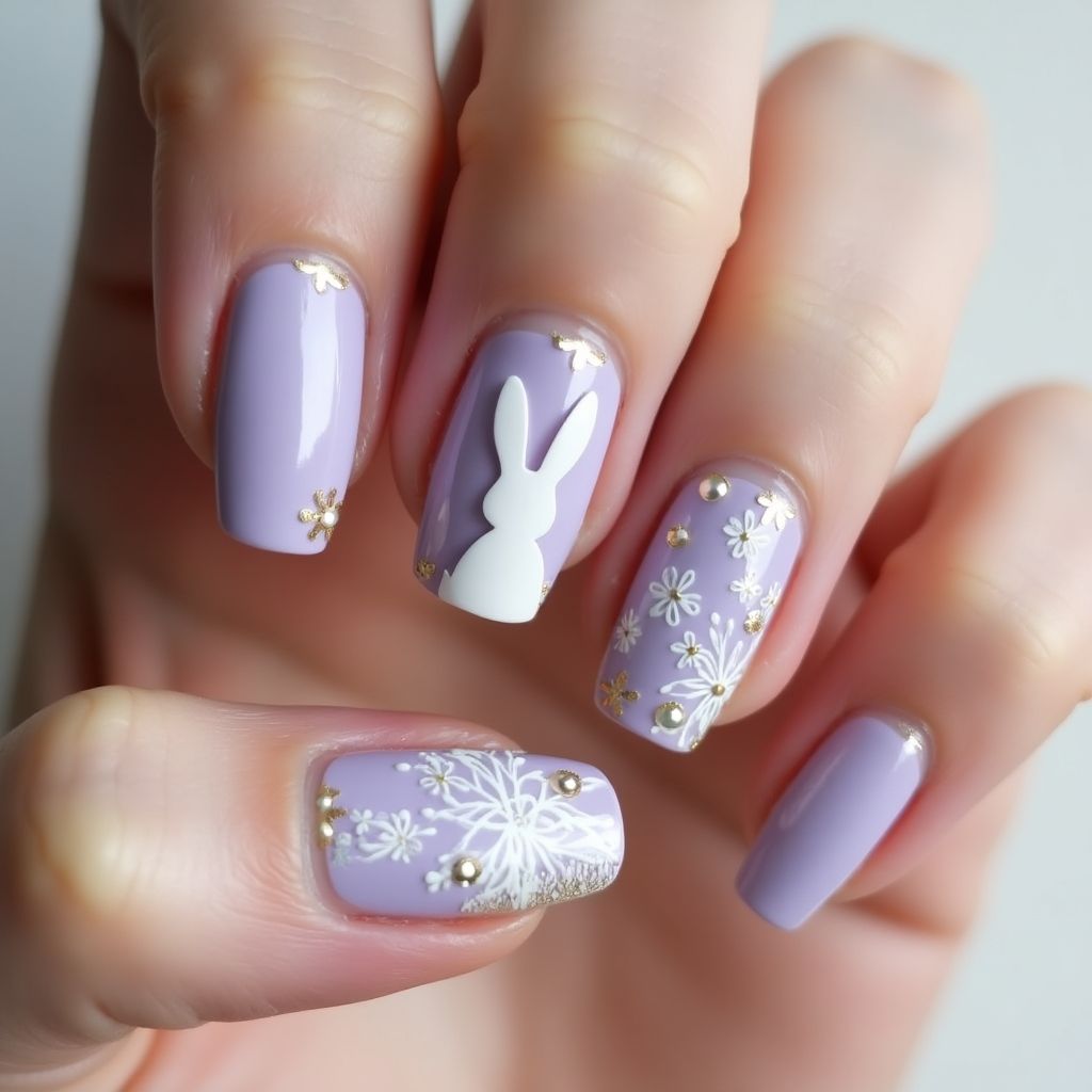 Lilac Easter Nail Design