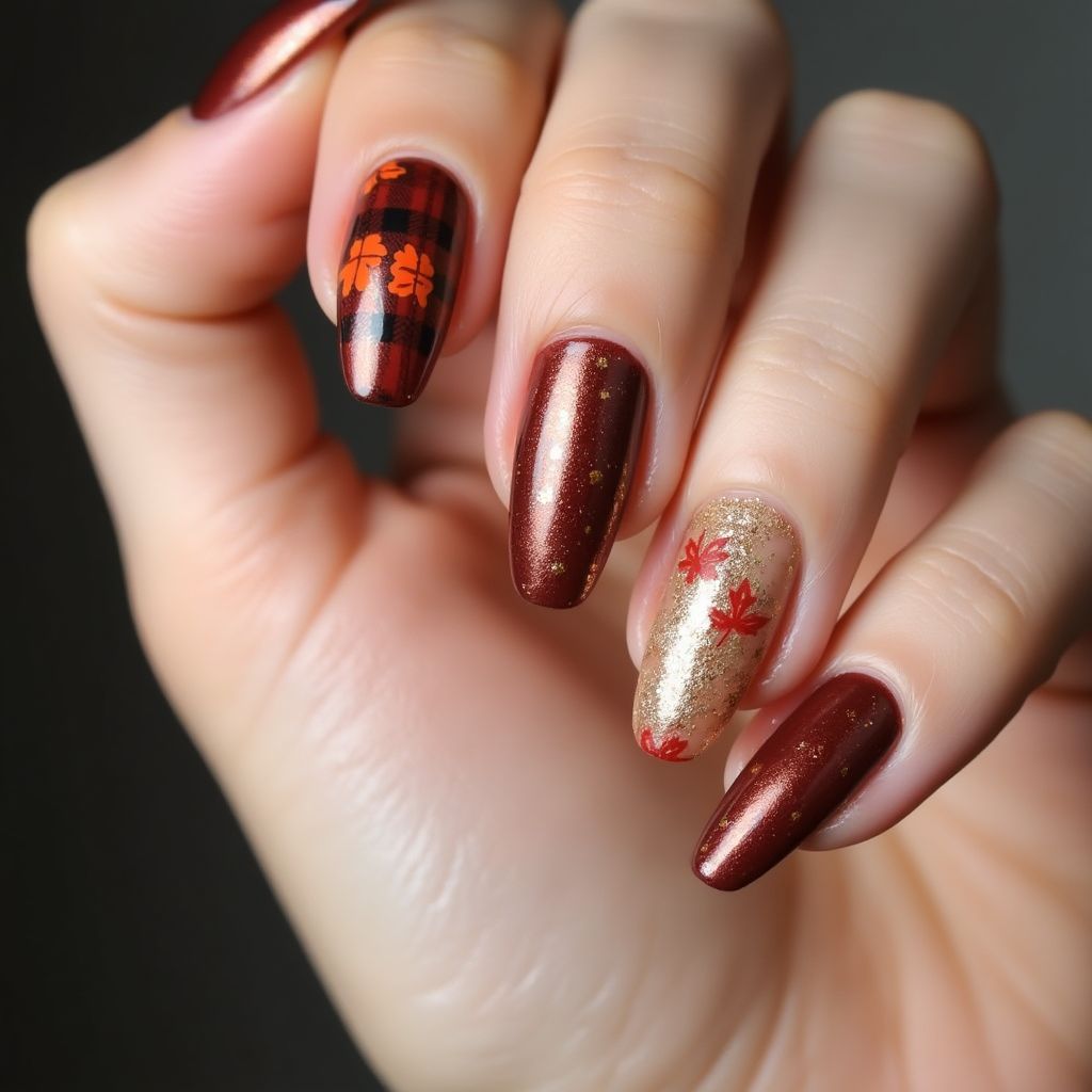 Bronze Thanksgiving Nail Design