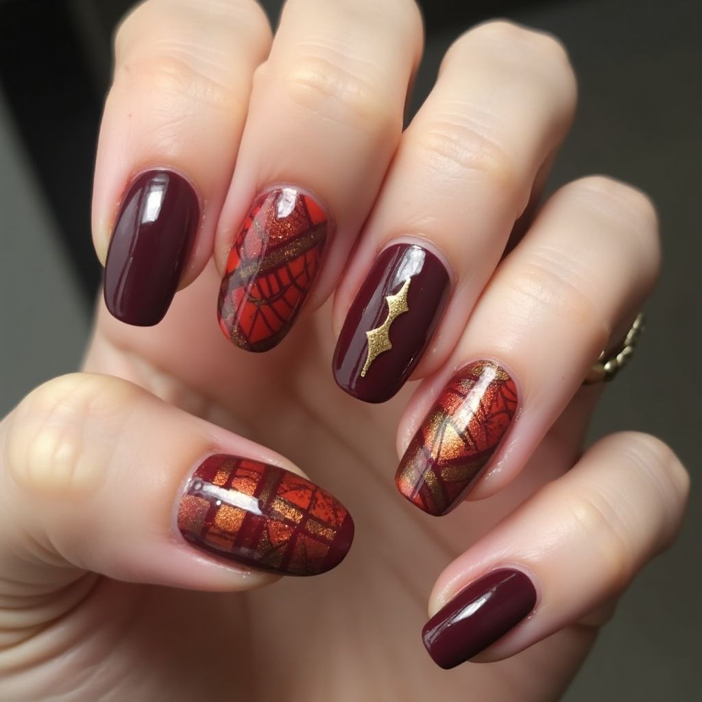 Wine Thanksgiving Nail Design