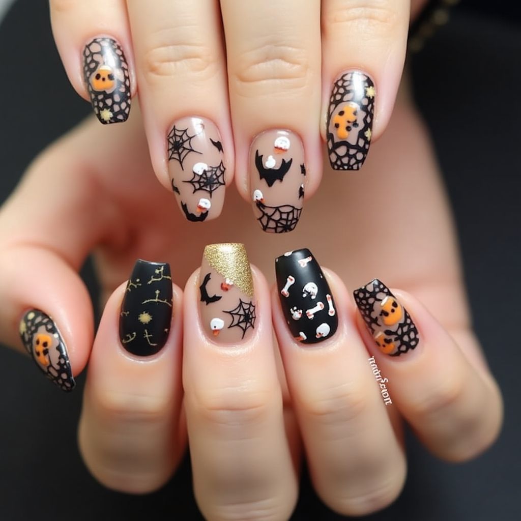 Nude Halloween Nail Design
