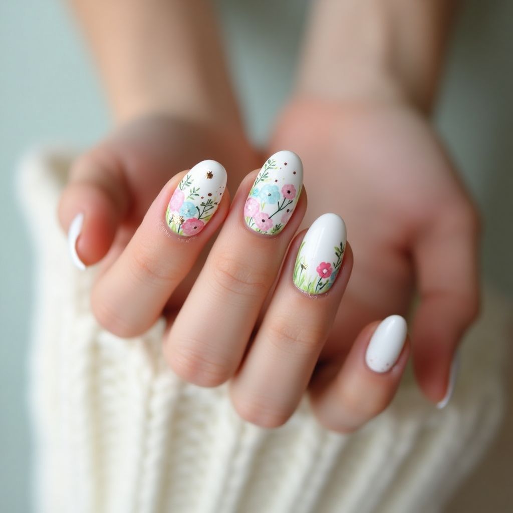 White Easter Nail Design