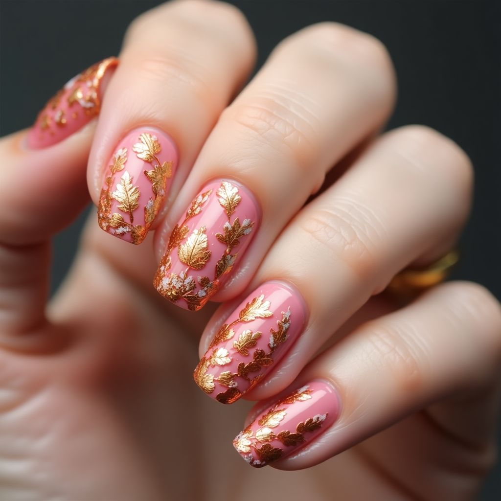 Pink Thanksgiving Nail Design