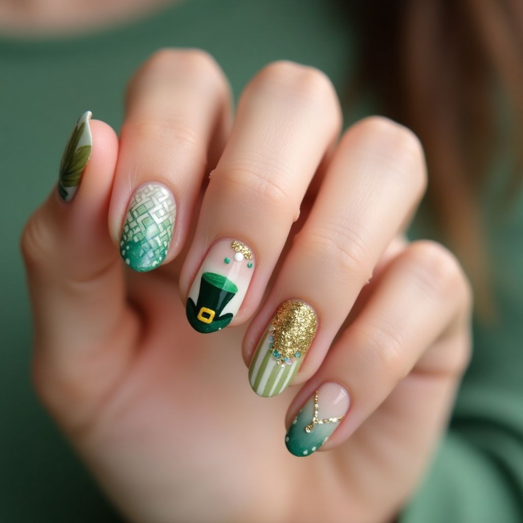 Nude St Patrick's Day Nail Design
