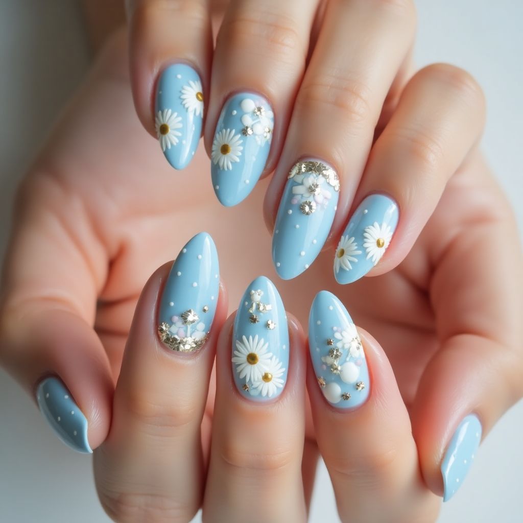 Baby Blue Easter Nail Design