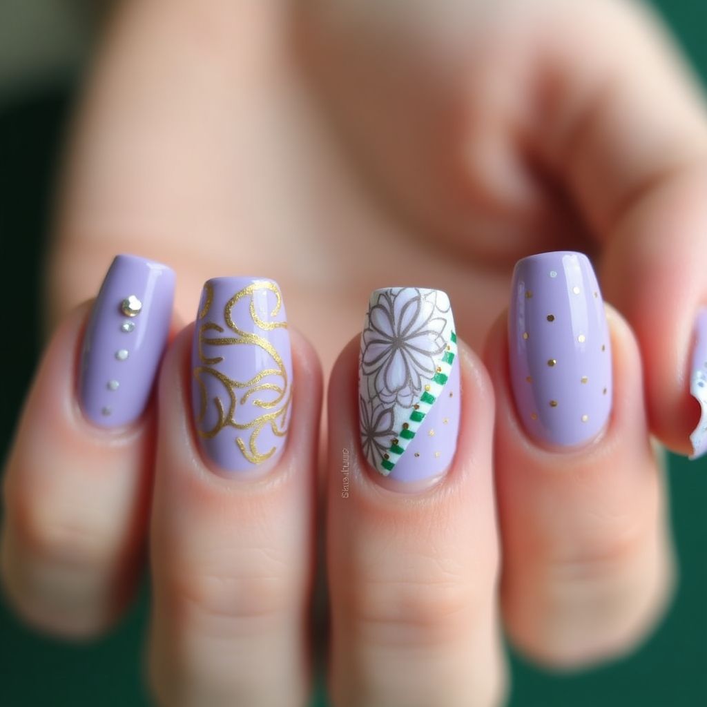Pastel Purple St Patrick's Day Nail Design