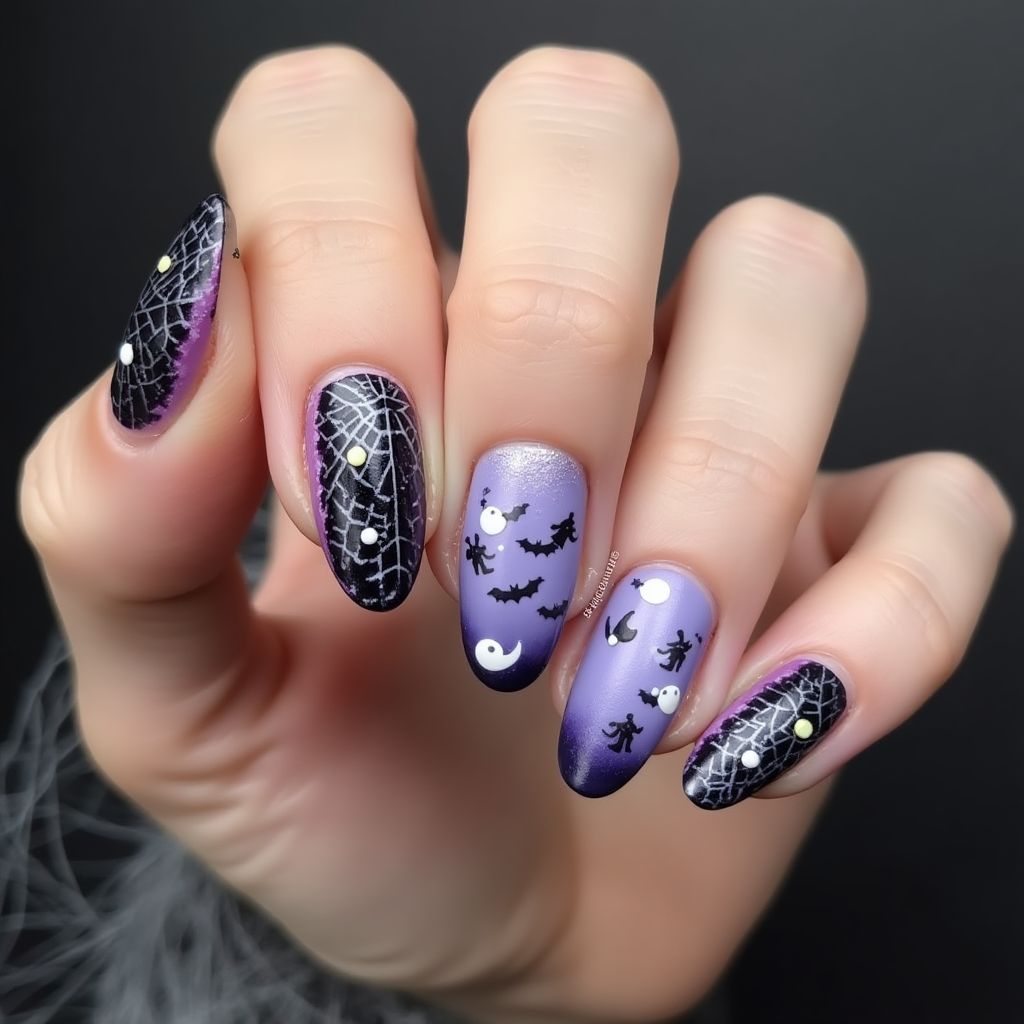 Lavender Halloween Nail Design