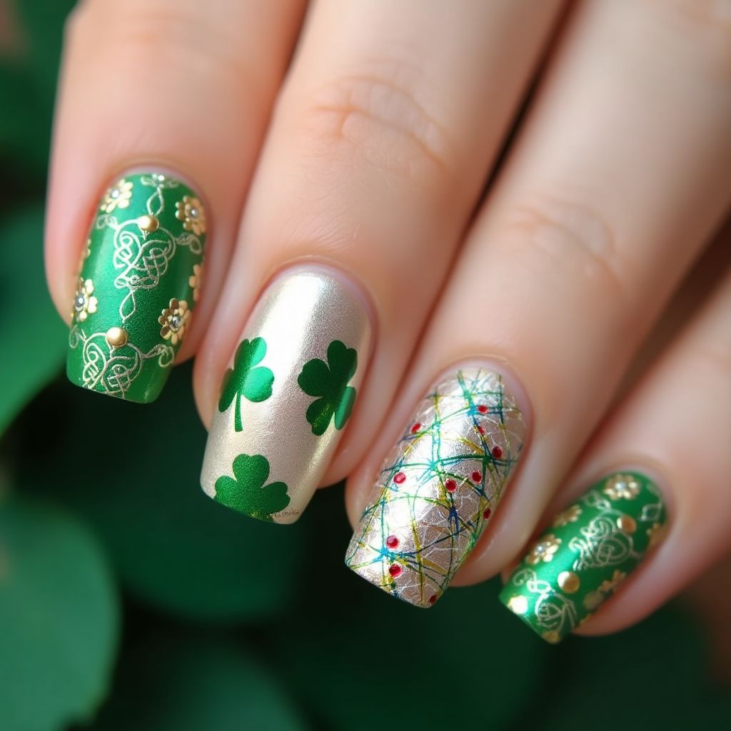 Silver St Patrick's Day Nail Design