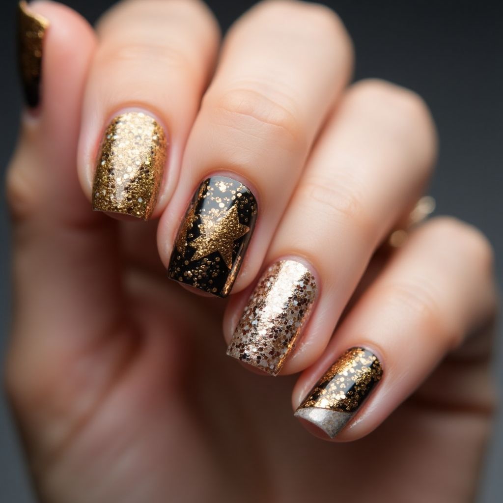 Bronze New Year Nail Design