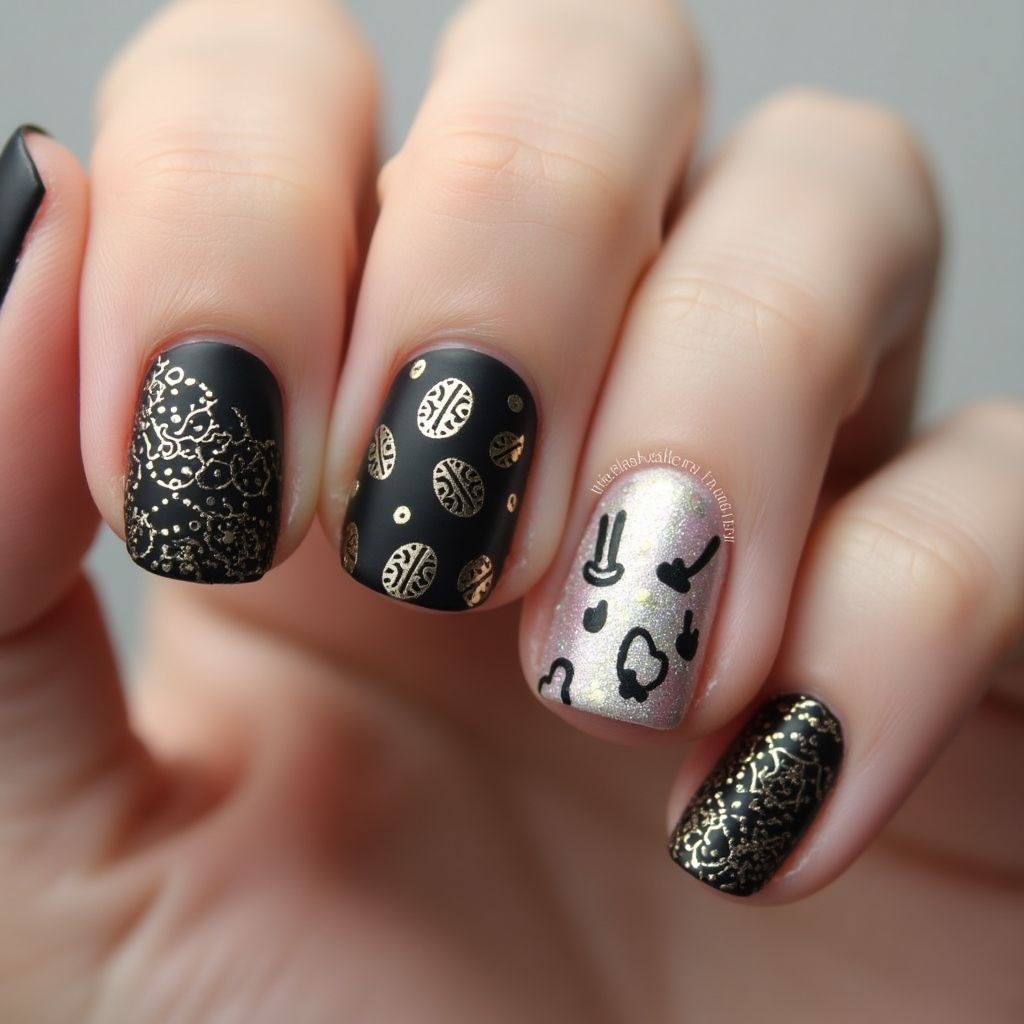 Black Easter Nail Design