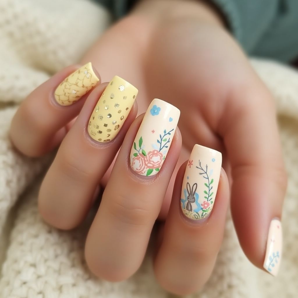 Pastel Yellow Easter Nail Design