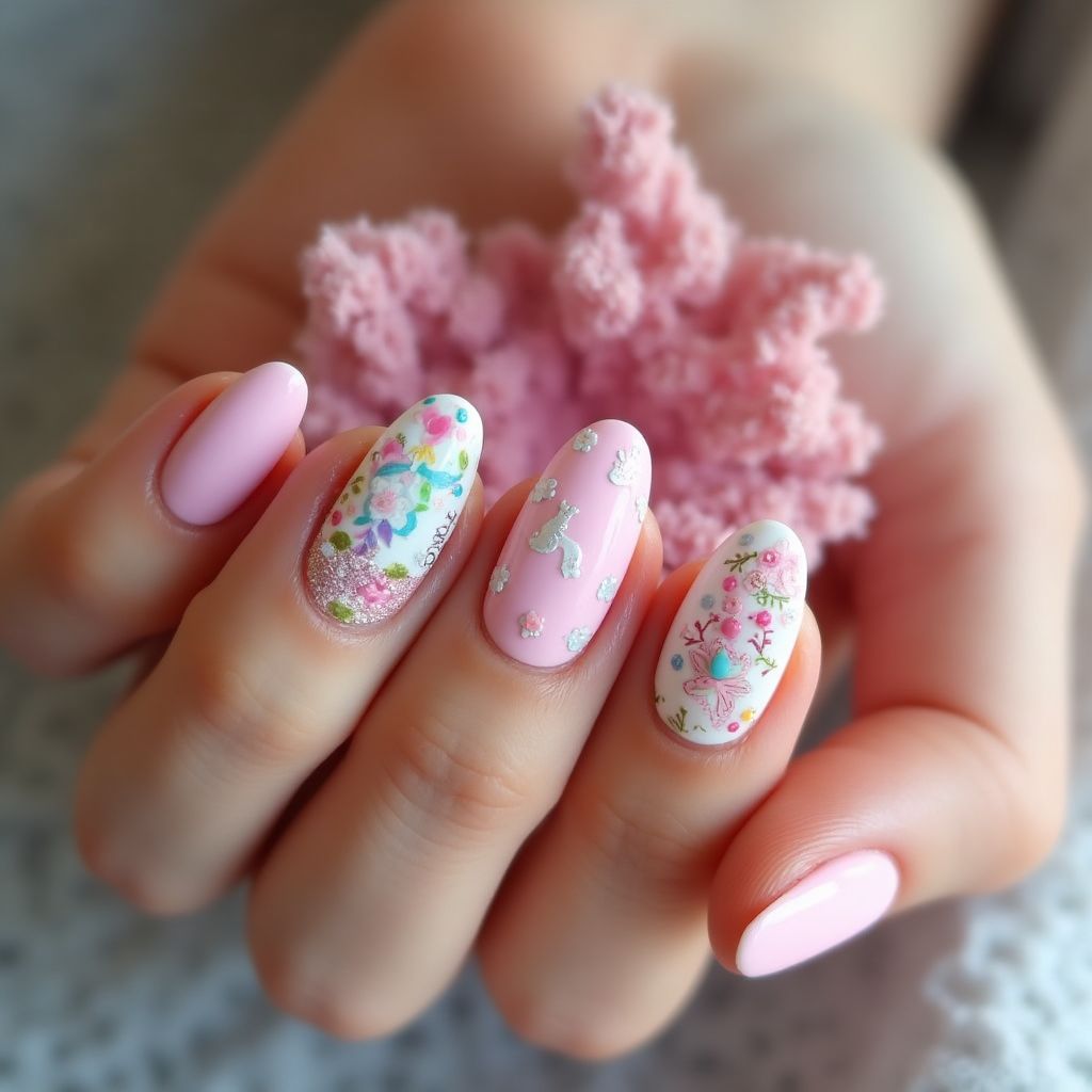 Fuchsia Easter Nail Design